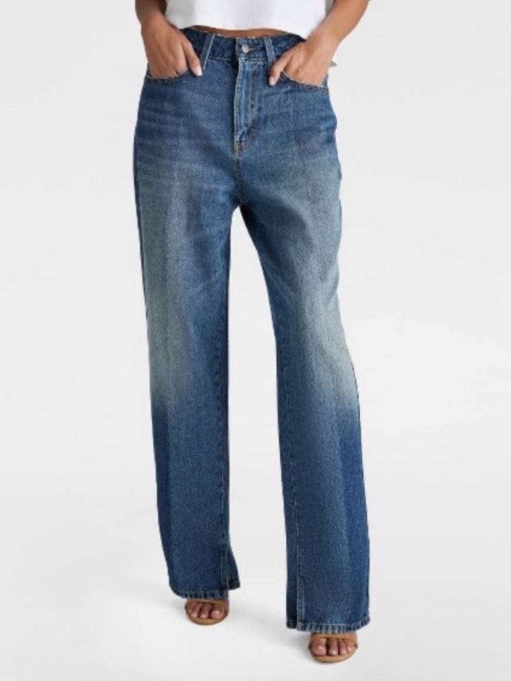 KBB by Kahlana High-Rise Straight-Leg Women’s Jeans in Medium Blue